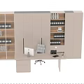 Modern Living Room Interior With White Cabinets Bookshelf Desk And iMac Computer Chair
