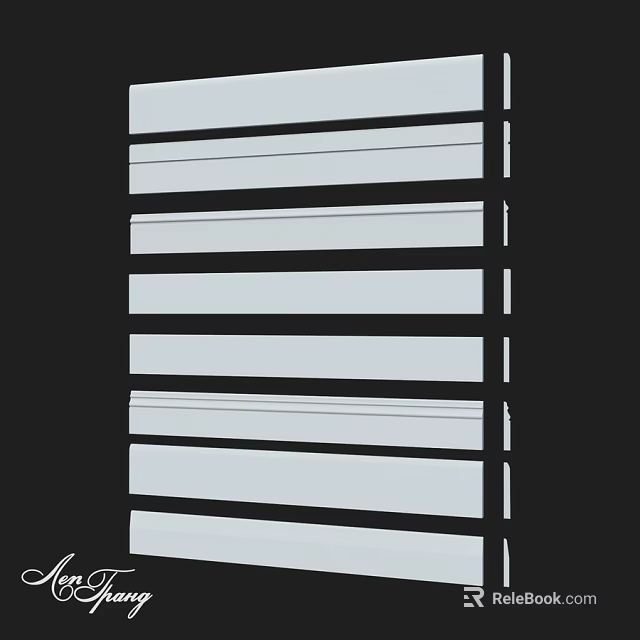 Modern Window Blinds Components With Horizontal White Slats And Structural Frame 3d model 
