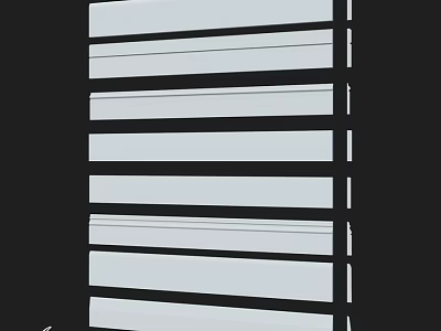 Modern Window Blinds Components With Horizontal White Slats And Structural Frame 3d model