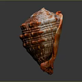 Shell Shaped Decorative Ornament Set With Orange White Striped Textured Design For Home Decor