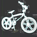 BMX Style Bicycle With Black Frame And Large Wheels On Dark Background