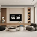 Modern Living And Dining Area Interior With White Sofa Coffee Tables And Staircase