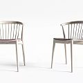 Modern Dining Chairs With Slat Rattan Back Wooden Frame And Light Dark Tones Design