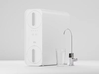 White Mi Water Purifier With Modern Design Glass Cup And Faucet For Home Use 3d model