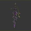 Decorative Fantasy Plant with Purple Vines Yellow Accents 3D Model Design for Artistic