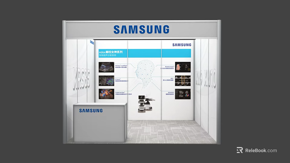 Samsung Exhibition Booth Design With Display Screens And Product 3d model 