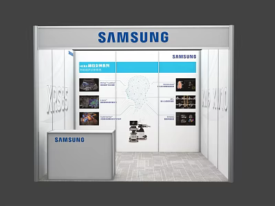 Samsung Exhibition Booth Design With Display Screens And Product 3d model