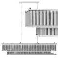Modern Multi Tiered Chandelier With Gold Frame And Transparent Vertical Bars