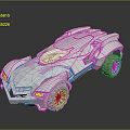 White Futuristic Concept Car 3D Model With Bold Design And Large Wheels
