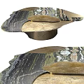 Elegant Modern Coffee Table With Marbled Surface And Metallic Gold Base Design 3d model