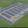 Solar Panel Covered Modern Parking Lot With Parked Cars Yellow Lines And People