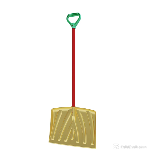 Heavy Duty Shovel With Yellow Blade Red Handle And Green Top For Outdoor Use 3d model 