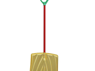 Heavy Duty Shovel With Yellow Blade Red Handle And Green Top For Outdoor Use 3d model