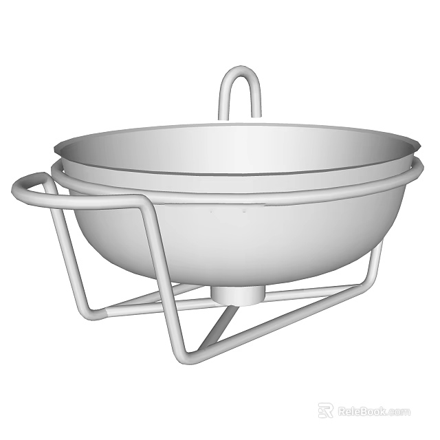 Stainless Steel Cooking Pot With Top Handle Side Handles And Geometric Stand For Kitchen Use 3d model 