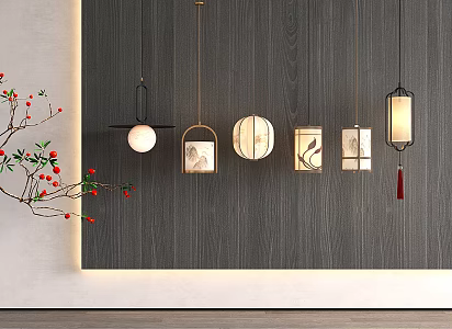 New Chinese Zen Chandelier Small Chandelier Lantern Chandelier Bedside Chandelier Restaurant 3d model