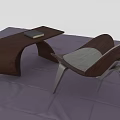 Modern Wooden Leisure Chair With Gray Cushion And Matching Table With Book