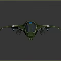 Green Aircraft Model With Streamlined Fuselage Blue Accent Lines And Large Propellers