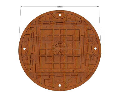 Circular Wooden Garden Ornament With Traditional Geometric Patterns And Holes 3d model