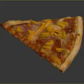 Fresh Pizza Slice Topped with Ham Pineapple Melted Cheese and Crispy Crust 3d model