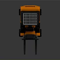 Orange And Black Industrial Forklift With Cab And Sturdy Forks Design