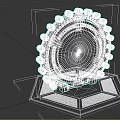 Circular Mechanical Structure Design With Base Platform Metal Gears Blue Accents And Yellow Stripes