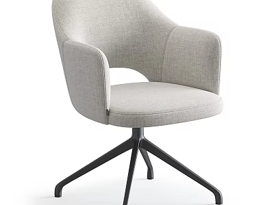 Modern Light Gray Fabric Office Chair With Comfortable Armrests And Metal Base 3d model