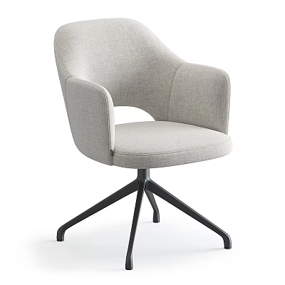Modern Light Gray Fabric Office Chair With Comfortable Armrests And Metal Base 3d model
