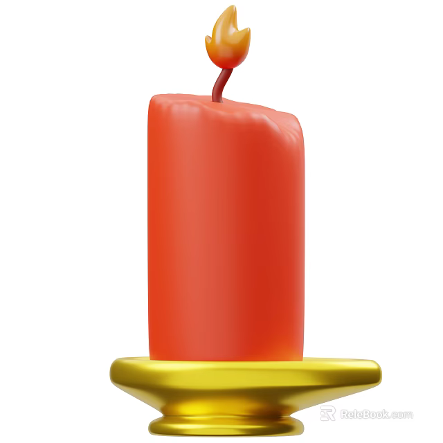 Elegant Decorative Ornament Set With Red Candle And Gold Base For Home Decor 3d model 