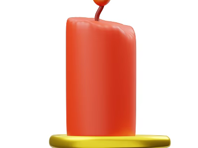 Elegant Decorative Ornament Set With Red Candle And Gold Base For Home Decor 3d model