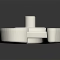 Minimalist White U Shaped Object Featuring Grid Pattern In Center And Smooth Surface