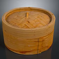Round Traditional Bamboo Steamer with Woven Lid for Daily Kitchen Use