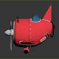 Red Toy Airplane With Silver Propeller Blue Details And Glossy Surface Reflection On Black Background