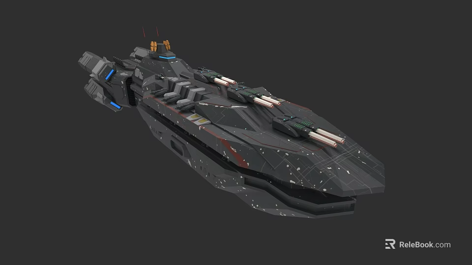 Futuristic Military Warship With Advanced Weapon Systems And Sleek Dark Gray Hull 3d model 