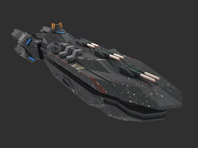 Futuristic Military Warship With Advanced Weapon Systems And Sleek Dark Gray Hull 3d model