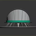 Modern Cultural Center Building With Curved Roof Green Band And Circular Base