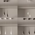 Modern Minimalist Interior Design With Black White Ceiling Mounted Two Three Pendant Lights 3d model