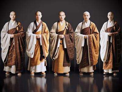 2D Coat Characters Shaolin Abbot Shaolin Temple Eminent Monk Holy Monk Temple Monk Coat Man 3d model