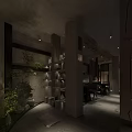 Traditional Restaurant Interior With Wooden Ceiling Woven Bamboo Seats And Central Dining Table