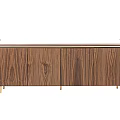 Elegant Wooden Entryway Console And Side Cabinet With Wood Grain And Golden Metal Legs