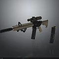 Tactical Rifle With Scope Detachable Magazine Tan Black Modular Design For Military Use
