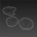 Three Fresh White Round Plant Slices on Black Background Close Up