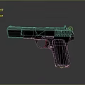Black Tactical Pistol With Textured Grip And Metallic Finish On Gray Background