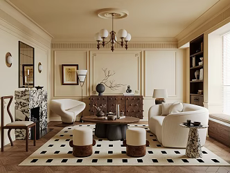 Middle Style Living Room 3d model