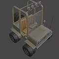 Khaki Off Road Utility Vehicle With Four Round Roof Lights Brown Seats And Large Wheels