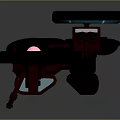 Futuristic Drone With Four Propellers Two Blue Rings And Black And Red Body Design