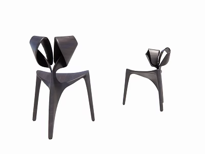 Modern Minimalist Single Chair With Geometric Backrest And Sleek Dark Legs 3d model