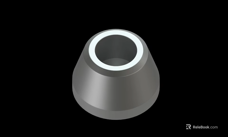 Gray Conical Component With White Ring Edge On Smooth Top Surface 3d model 