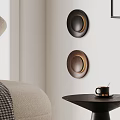 Modern Interior Wall Lamps with Round Design Mounted on White Wall and Side Table 3d model
