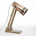 Modern Copper Table Lamp With Wooden Base And Perforated Lampshade Design