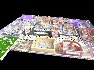 Indoor Playground Layout With Colorful Play Zones Slides Climbing Structures And Interactive Games 3d model